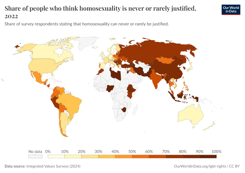 A thumbnail of the "Share of people who think homosexuality is never or rarely justified" chart