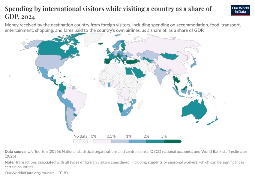 A thumbnail of the "Spending by international visitors while visiting a country as a share of GDP" chart